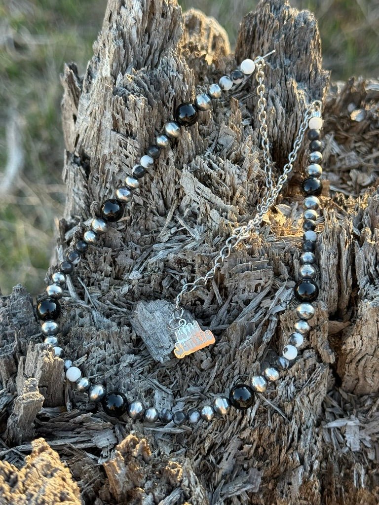 Black Onyx Eclipse Beaded Necklace