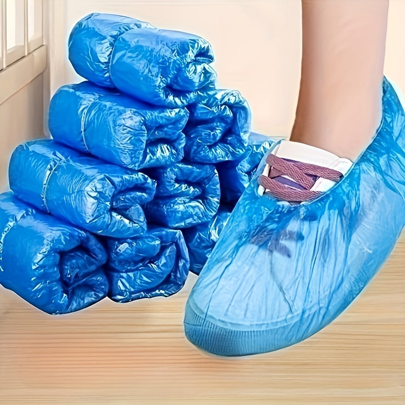 100-Pack: Disposable Plastic Shoe Covers – Waterproof & Slip-Resistant