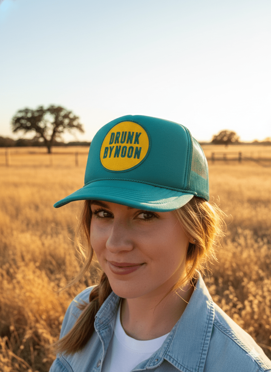 Drunk By Noon Patch Trucker Hat