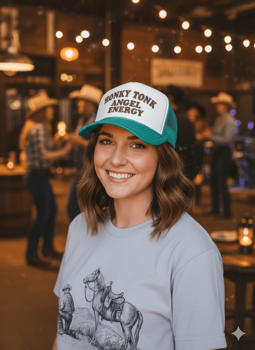 Honky Tonk Angel Energy Trucker Hat