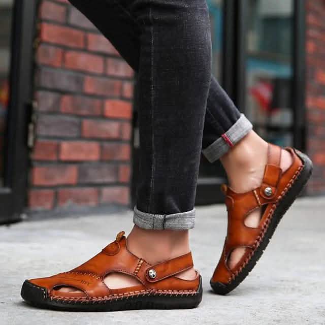 Men's Sandals Cowhide Breathable Casual Beach Walking Shoes