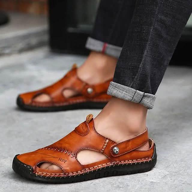 Men's Sandals Cowhide Breathable Casual Beach Walking Shoes