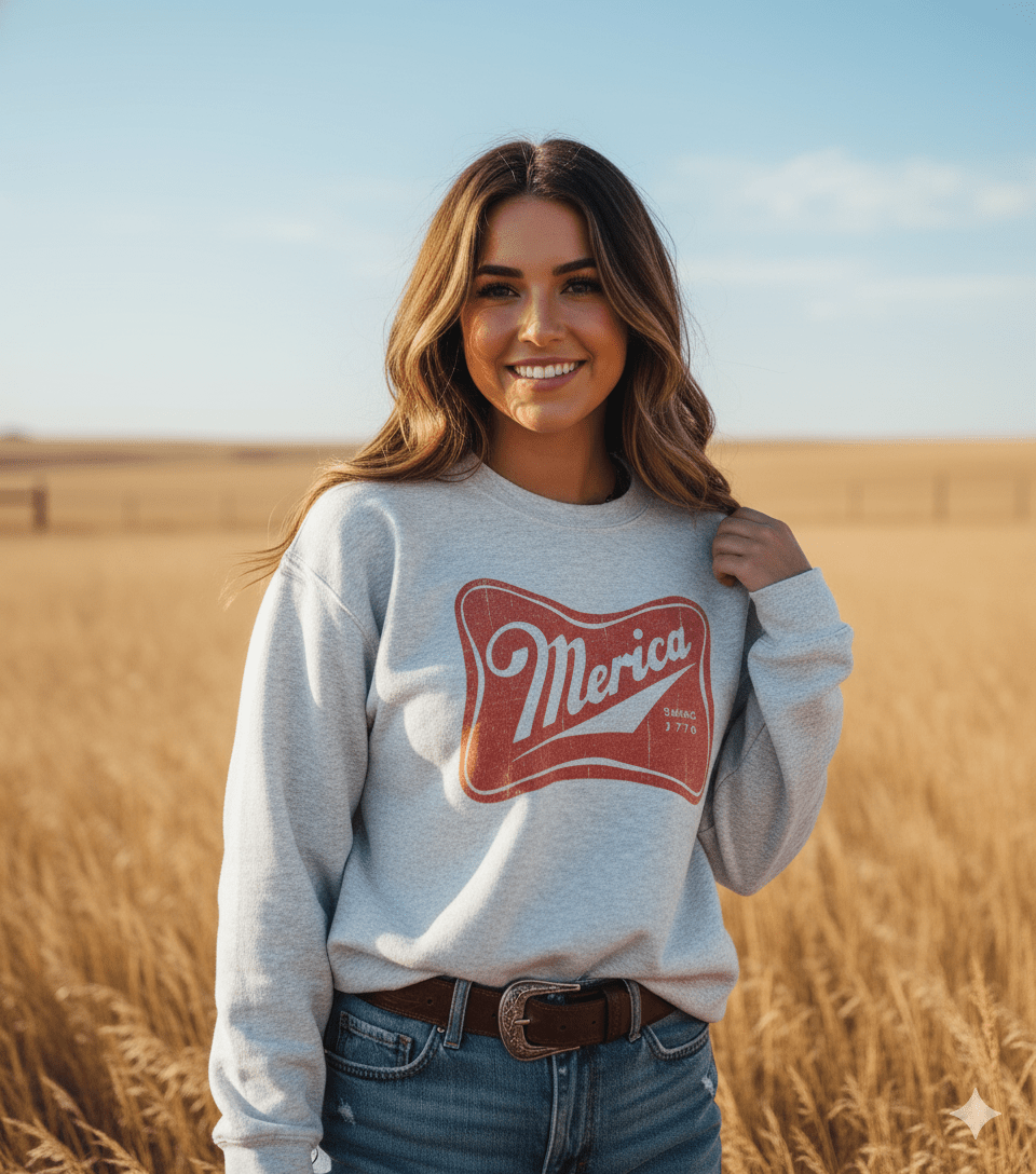 Merica Red Logo Graphic Sweatshirt