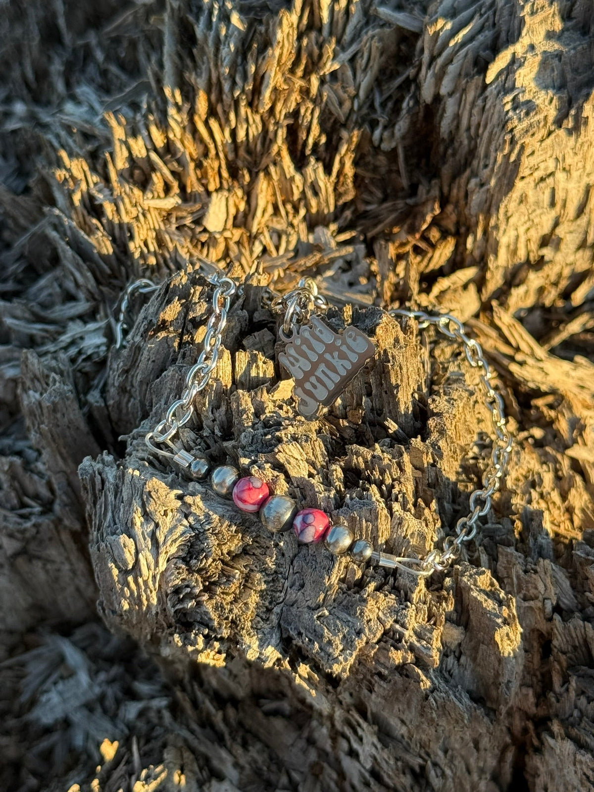 Pink Mosaic Beaded Chain Bracelet