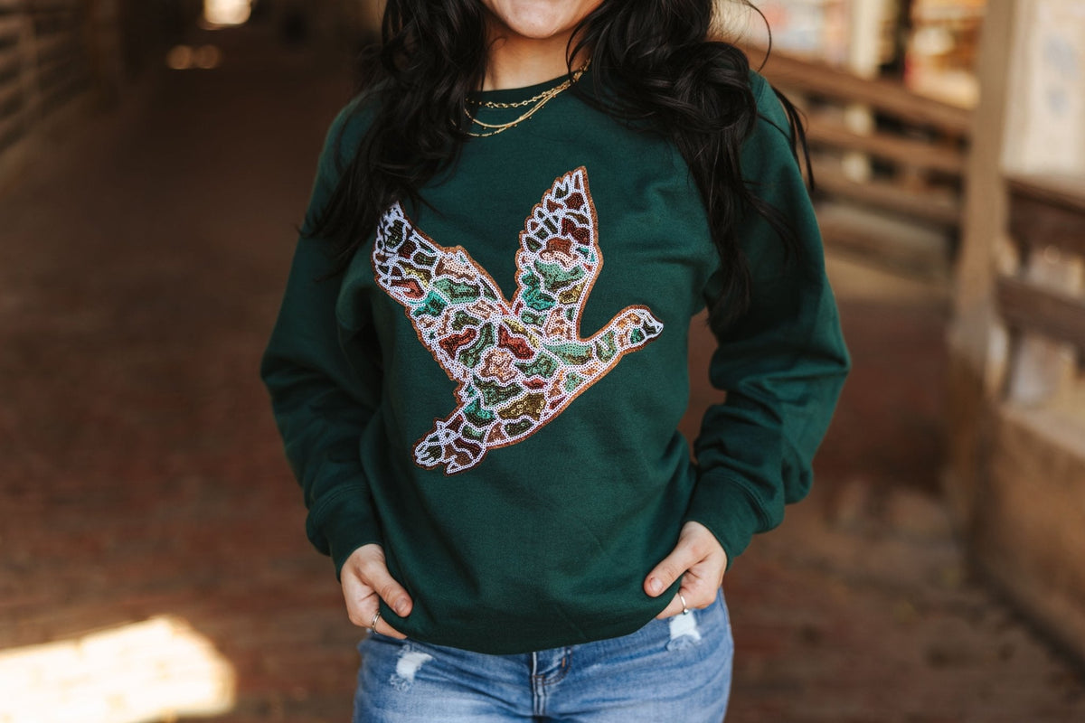 Sequin Duck Camo Patch Sweatshirt