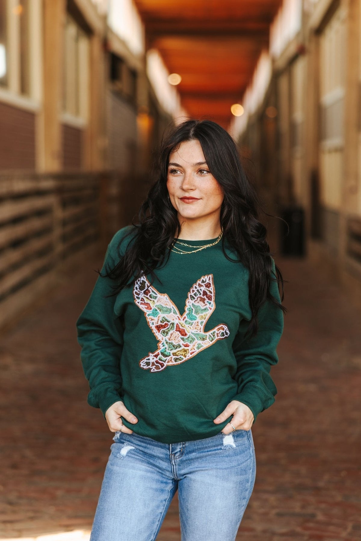 Sequin Duck Camo Patch Sweatshirt