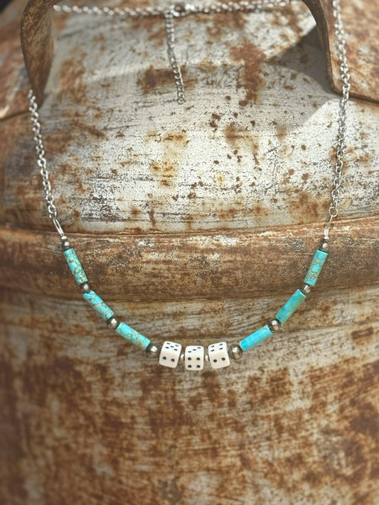 Sterling Silver Slot Dice Necklace