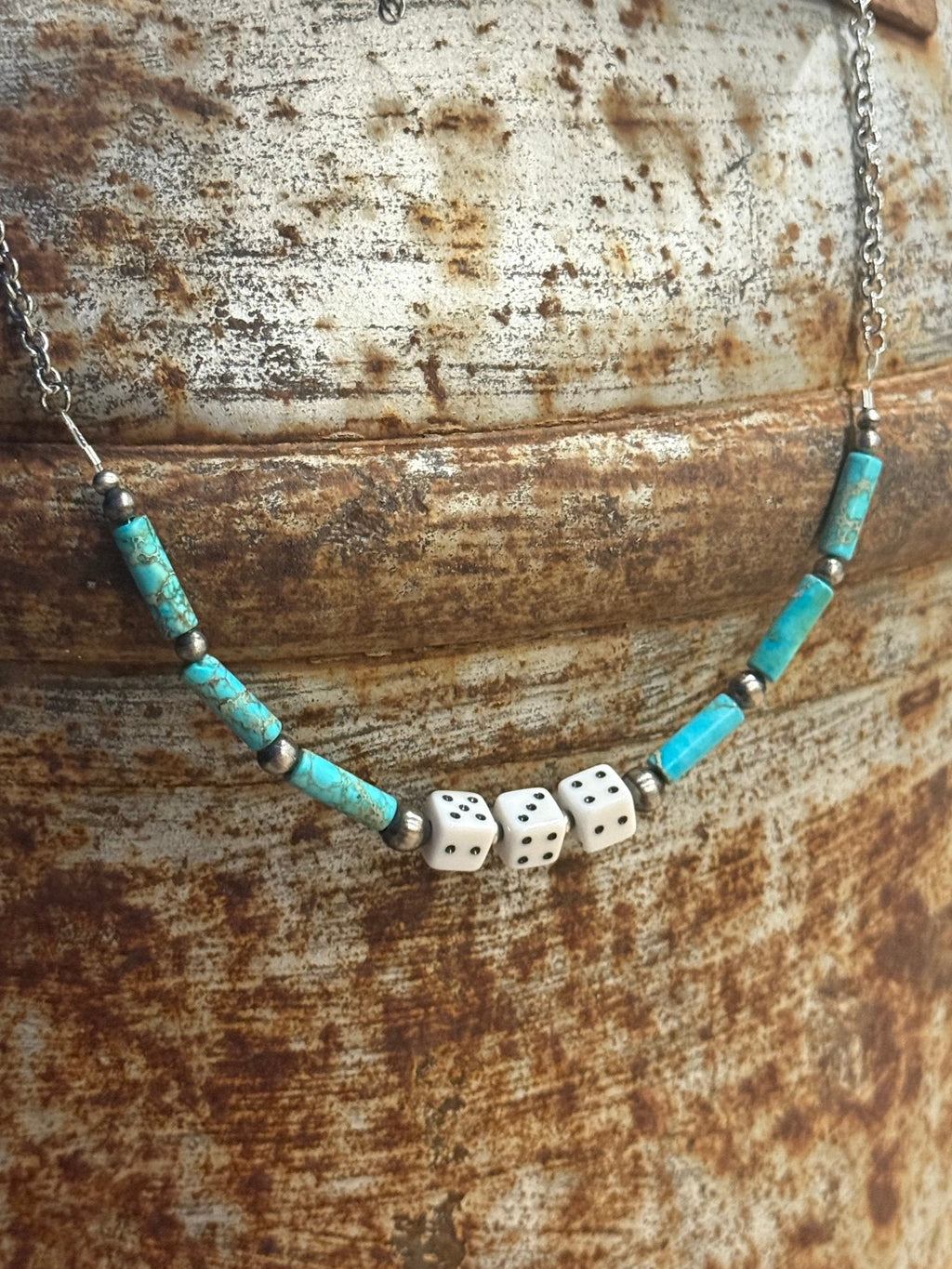 Sterling Silver Slot Dice Necklace