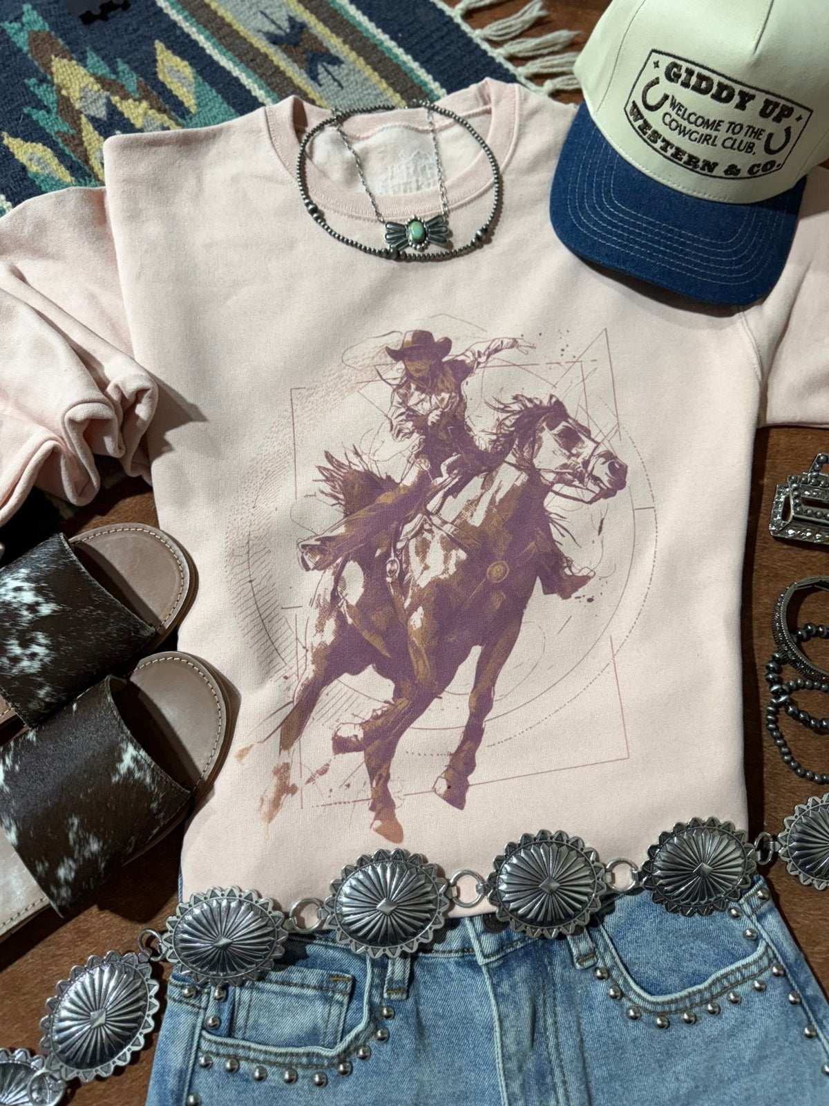 Vintage Modern Cowgirl Graphic Sweatshirt